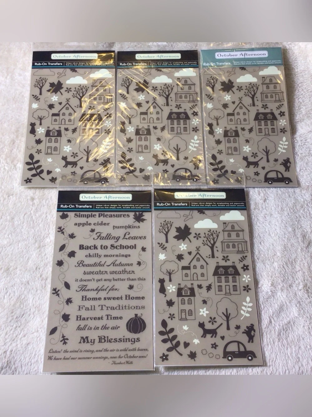October afternoon Autumn Rub-On Transfers